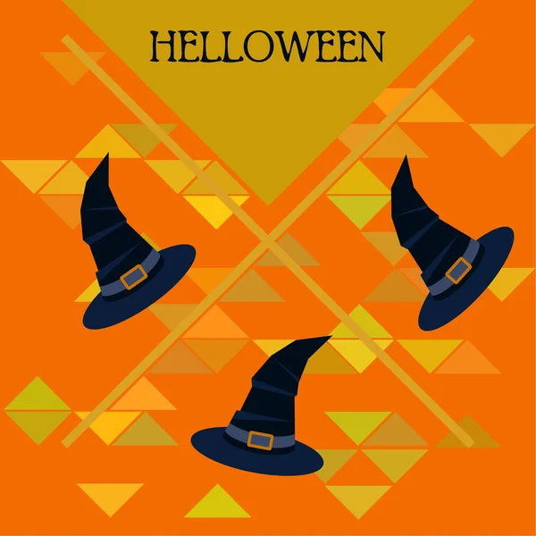 Halloween Sombreros Brujas Noche Vector Fondo — Vector de stock