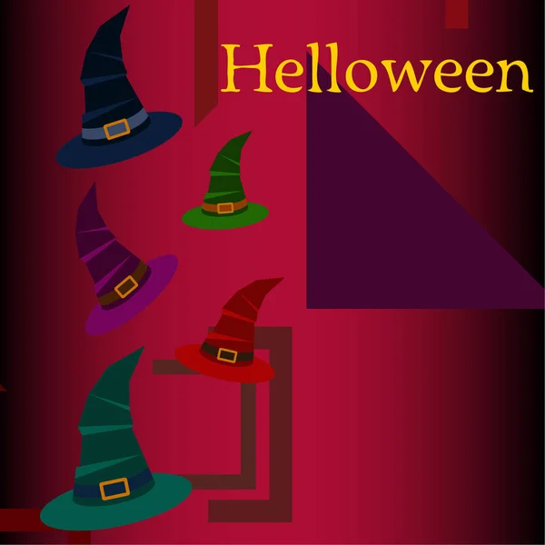 Halloween Bruxa Chapéus Vetor Fundo — Vetor de Stock