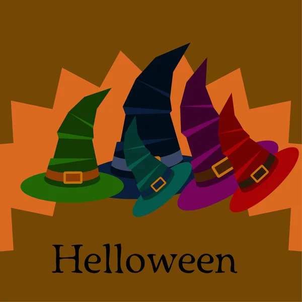 Halloween Vetor Fundo Com Chapéus Bruxa — Vetor de Stock