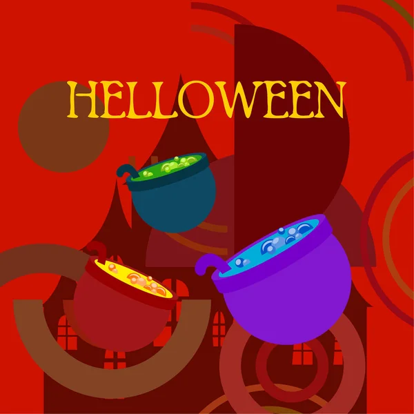 Hrnce Lektvarem Halloween Vektorové Pozadí — Stockový vektor