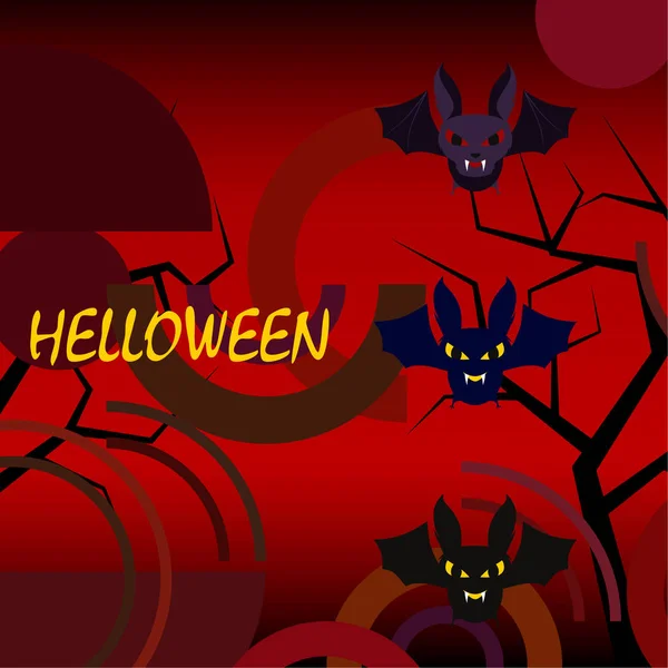 ハロウィンのポスターに 赤い背景にハロウィーン バット ベクトル イラスト — ストックベクタ