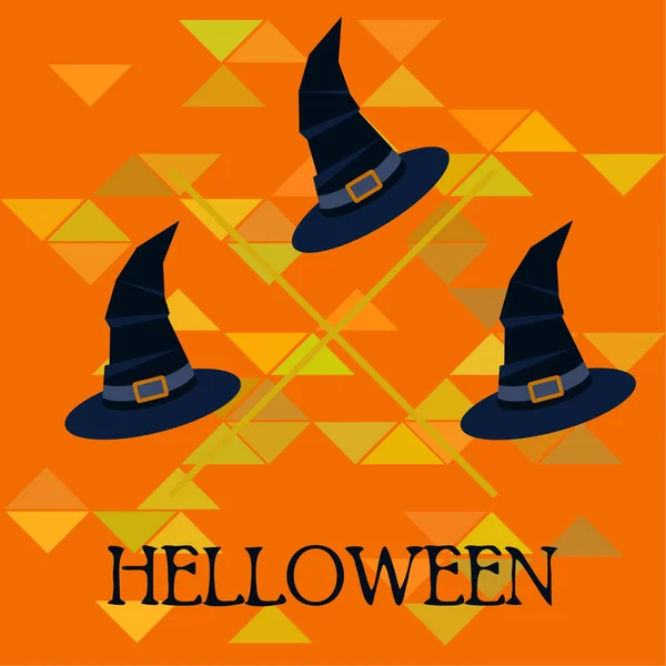 Halloween Sombreros Brujas Noche Vector Fondo — Archivo Imágenes Vectoriales