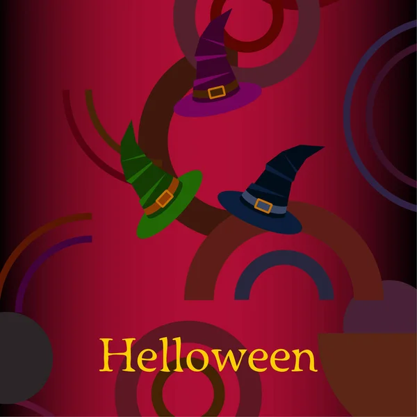 Halloween Fond Avec Chapeaux Sorcière Carte Halloween — Image vectorielle