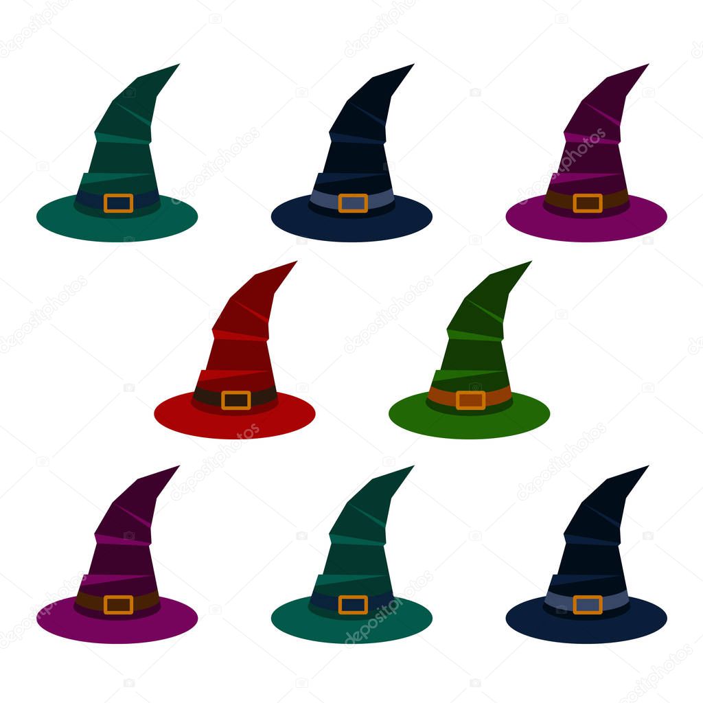 Halloween   background with  witch hats on white background