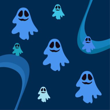 Cadılar Bayramı vektör arka plan hayaletleri, illüstrasyon 