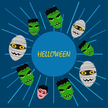 Cadılar Bayramı canavarlar ile arka plan. Vektör çizim. 