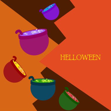 Tencere iksir, Cadılar Bayramı vektör arka plan ile