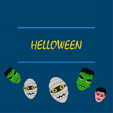 Cadılar Bayramı canavarlar ile arka plan. Vektör çizim. 