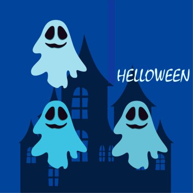 Hayaletlerle cadılar bayramı arkaplanı, vektör illüstrasyonu 