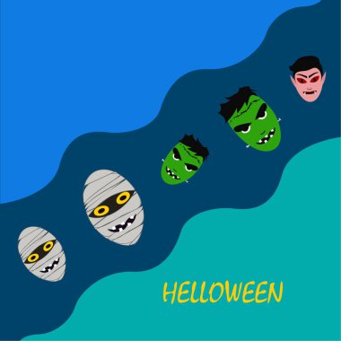 Cadılar Bayramı canavarlar ile arka plan. Vektör çizim. 