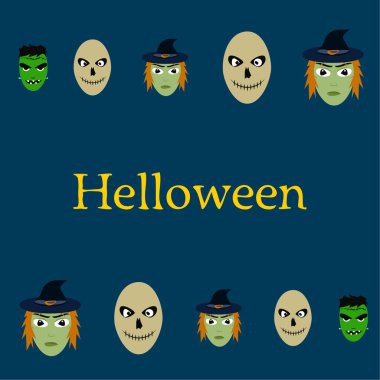 Cadılar Bayramı kartı kafatasları vektör çizim ile