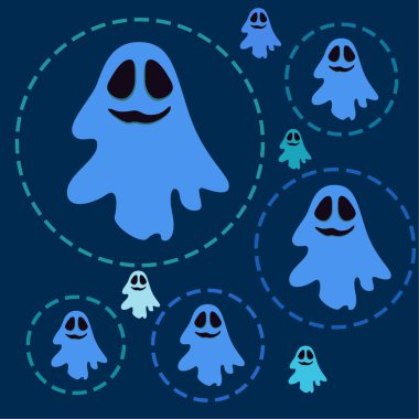 Cadılar Bayramı vektör arka plan hayaletleri, illüstrasyon 