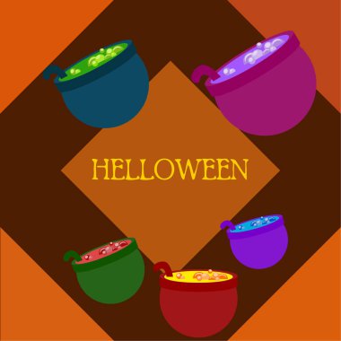 Tencere iksir, Cadılar Bayramı vektör arka plan ile