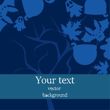 Cadılar Bayramı sonbahar düşen yapraklar, hayaletler, kazanlarda, yarasalar, vektör arka plan