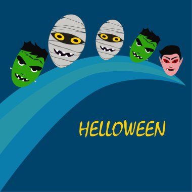 Cadılar Bayramı canavarlar ile arka plan. Vektör çizim. 