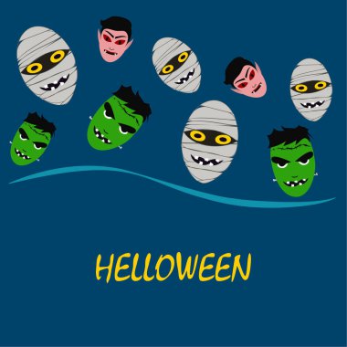 Cadılar Bayramı canavarlar ile arka plan. Vektör çizim. 