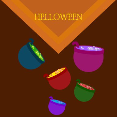 Tencere iksir, Cadılar Bayramı vektör arka plan ile