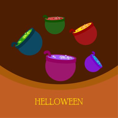 Tencere iksir, Cadılar Bayramı vektör arka plan ile