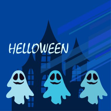 Hayaletlerle cadılar bayramı arkaplanı, vektör illüstrasyonu 