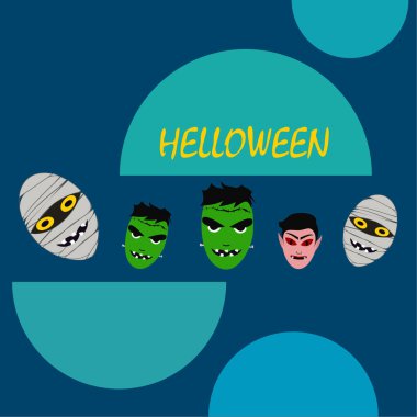 Cadılar Bayramı canavarlar ile arka plan. Vektör çizim. 