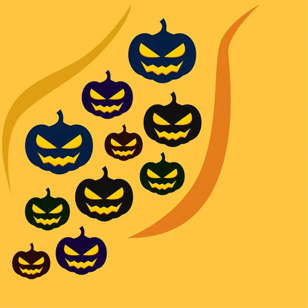 Calabazas Halloween Linternas Sobre Fondo Naranja — Vector de stock