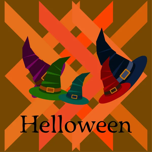 Sfondo Vettoriale Halloween Con Cappelli Strega — Vettoriale Stock