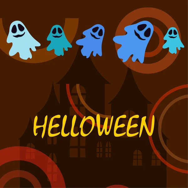 Ilustração Halloween Com Fantasmas Fundo Vetorial —  Vetores de Stock