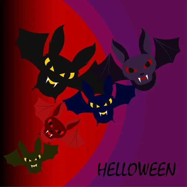 Morcegos Halloween Cartaz Halloween Vector — Vetor de Stock