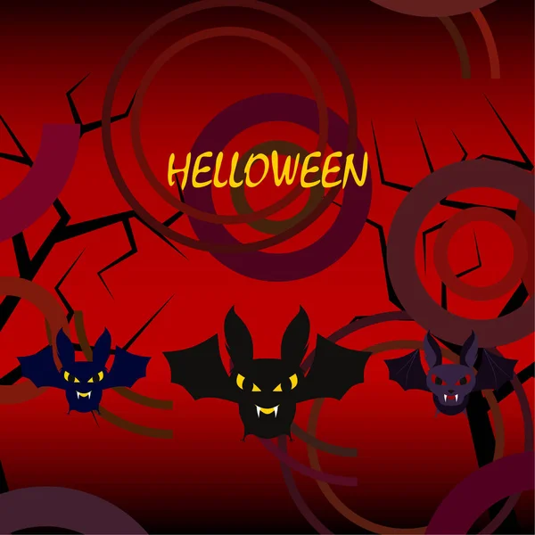 ハロウィンのポスターに 赤い背景にハロウィーン バット ベクトル イラスト — ストックベクタ