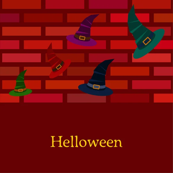 Halloween Tło Kapelusze Czarownice Czerwonym Tle — Wektor stockowy