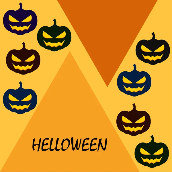 Halloween Pumpkins Lanterns Orange Background — Stock Vector