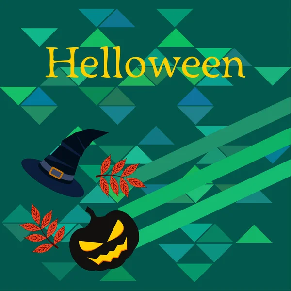 Halloween Calabaza Otoño Hojas Caídas Sombrero Vector Fondo — Archivo Imágenes Vectoriales