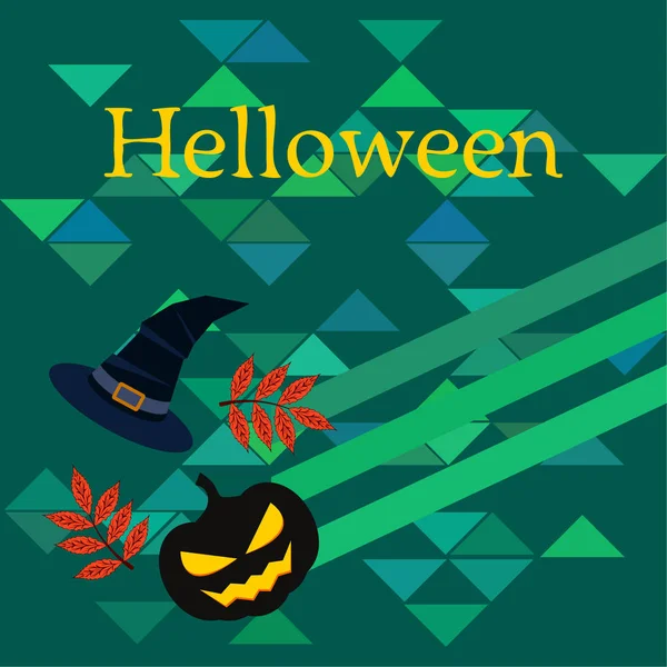 Halloween Höstlöv Pumpa Och Fallna Hatt Vector Bakgrund — Stock vektor