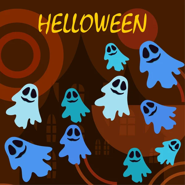 Halloween Ghosts Háttér Vektor Illusztráció — Stock Vector