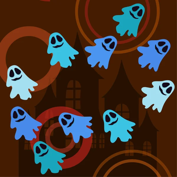 Ilustración Halloween Con Fantasmas Vector Fondo — Archivo Imágenes Vectoriales