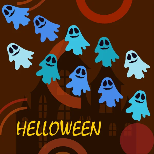 Halloween Illustration Med Spöken Vector Bakgrund — Stock vektor