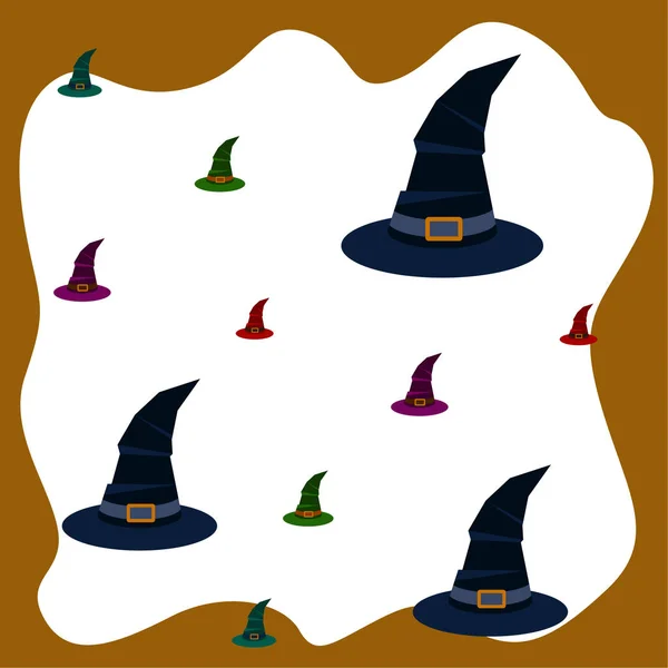 Halloween Witches Hats Night Vector Background — Stock Vector