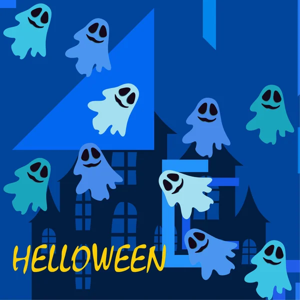 Halloween Fantasmas Ilustração Fundo Vetorial — Vetor de Stock