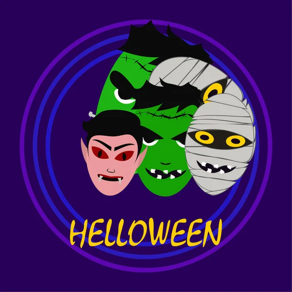 Fundo Halloween Com Monstros Ilustração Vetorial — Vetor de Stock