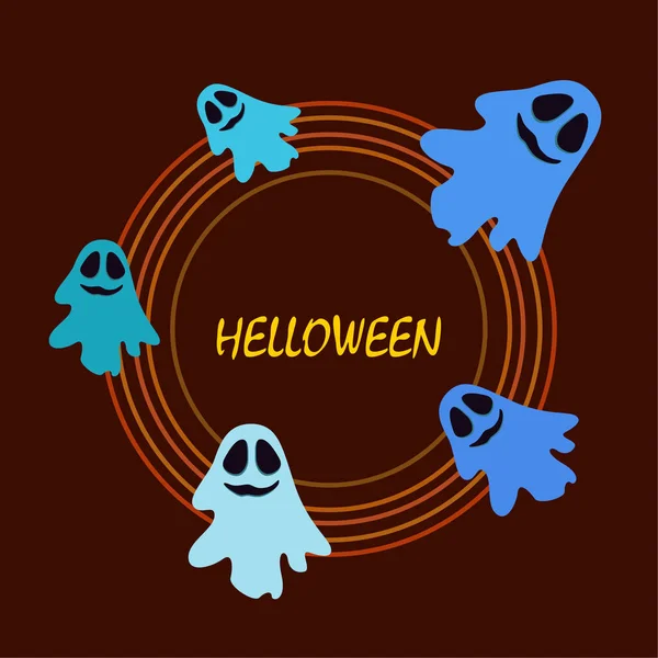 Halloween Illustration Med Spöken Vector Bakgrund — Stock vektor