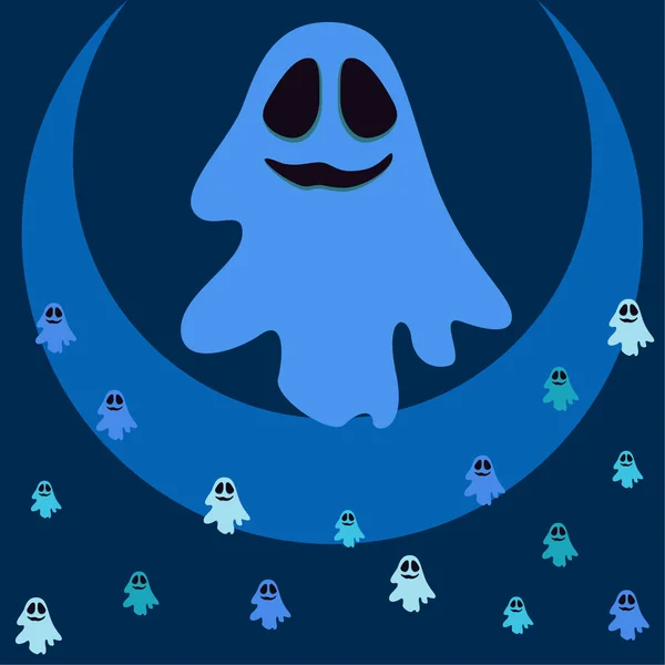 Halloween Vector Fondo Con Fantasmas Ilustración — Archivo Imágenes Vectoriales