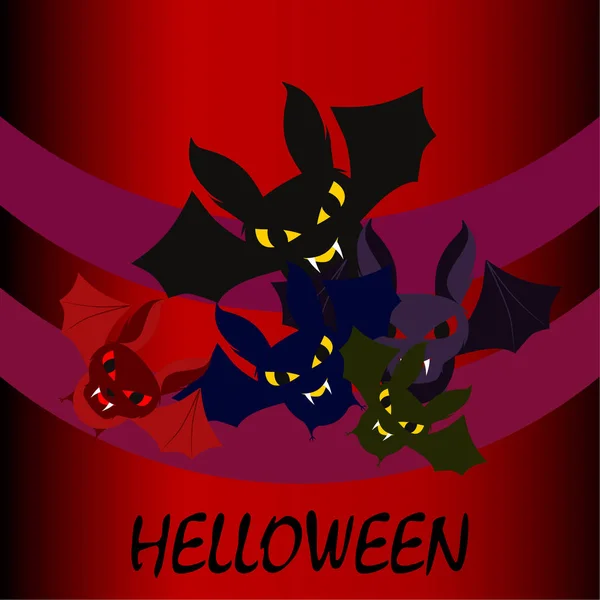 Halloween Fladdermöss Halloween Affisch Vektor — Stock vektor