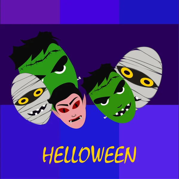 Halloween Monsters Vectorillustratie Kaart — Stockvector