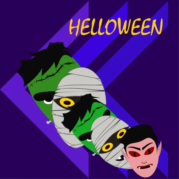 Halloween Achtergrond Met Monsters Vectorillustratie — Stockvector