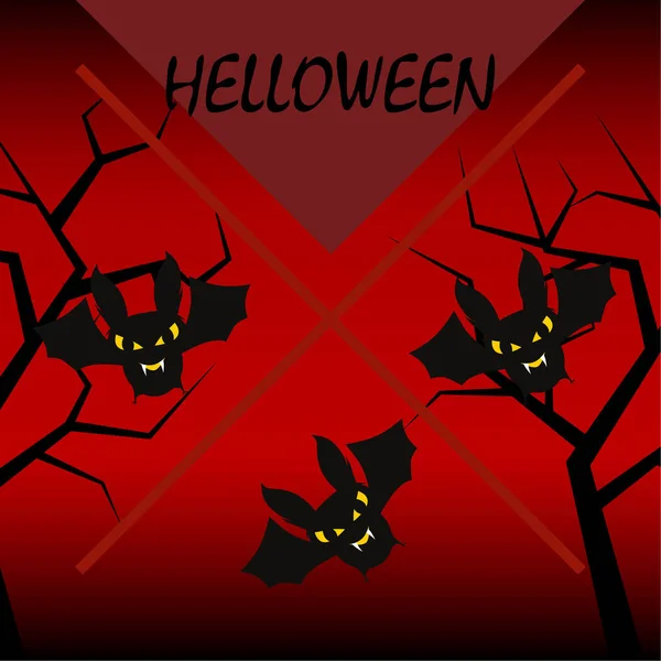 Chauves Souris Halloween Sur Fond Rouge Affiche Halloween Illustration Vectorielle — Image vectorielle