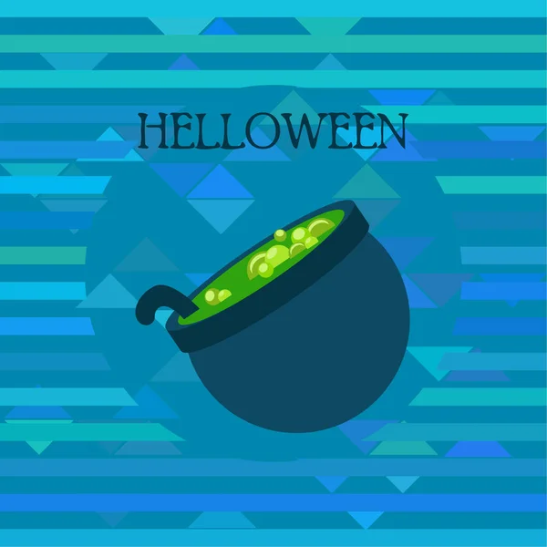 Pot Halloween Avec Fond Vectoriel Nuit Potion — Image vectorielle