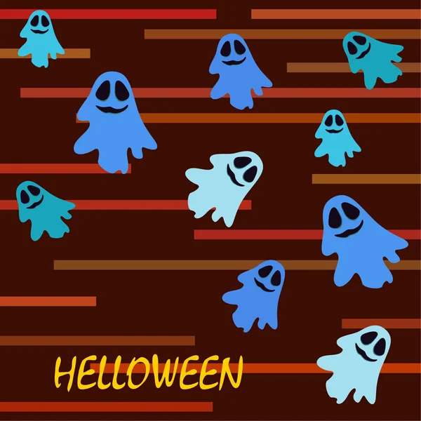 Halloween Vetor Fundo Com Fantasmas Ilustração —  Vetores de Stock