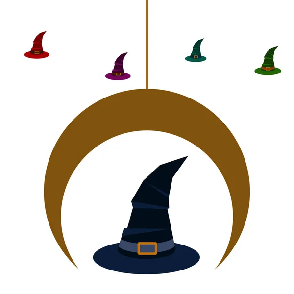 ハロウィン魔女の帽子の夜のベクトルの背景 — ストックベクタ