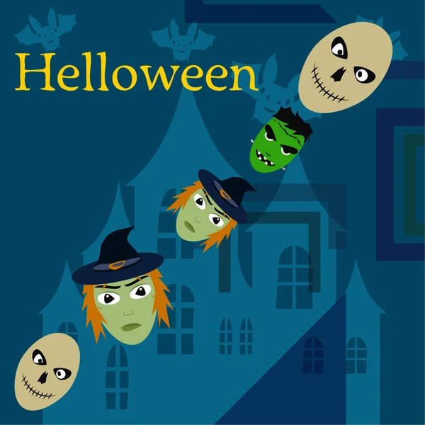 Fondo Halloween Con Calaveras Ilustración Vectorial — Vector de stock