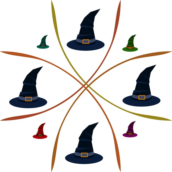 Halloween Witches Hats Night Vector Background — Stock Vector